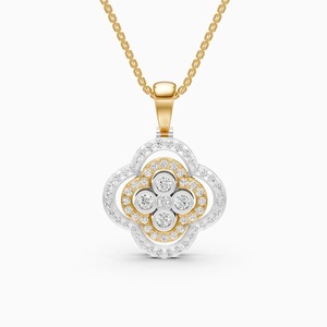 จี้เพชรเพาะเลี้ยง Luxe 0.58 กะรัต รุ่น FloraLuxe ทำจากทอง 9K สีเหลือง ขาว และโรสโกลด์ - Product Image 3