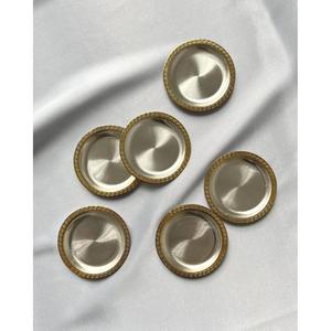 Retro Metal Drink Coaster Decorative Glass <b>Mat</b> Casted Silver Tone Cup Pad Table Decor Restaurant Hotel Supplies Tabletop Coaster - Product Image 4