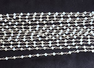 Chaîne de chapelet en hydro-cristal blanc arc-en-ciel, perles facettées de 3 mm, fil plaqué argent, enroulé, rouleau en vrac pour la fabrication de bijoux - Product Image 6