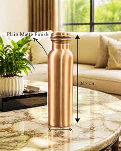 ILAHI's Hammered Copper Eco-Friendly 500ml Customizable <b>Water</b> <b>Bottle</b> Lid Classic Design Home Office Travel Outdoor Uttar Pradesh - Product Image 2