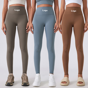 Pantalons de yoga à taille haute avec logo personnalisé en nylon et spandex, leggings de sport pour femmes, leggings de fitness - Product Image 1