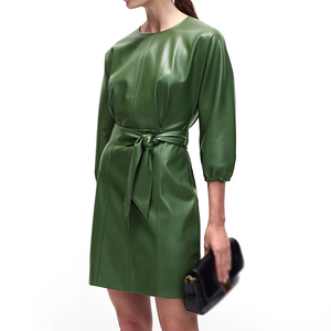 Women's Vintage Natural Straight OEM Service Best Selling Women's Genuine Leather Dress For Women Fashion Party Wear - Product Image 1