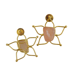 Boucles d'oreilles étoiles plaquées or avec pierres naturelles serties en clos, style bohème, bijoux de mode pour femmes - Product Image 6