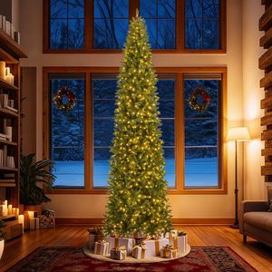 12 Feet Tall Pre-Lit Slim Pencil Christmas <b>Tree</b> Indoor and Outdoor Artificial with <b>Lights</b> - Product Image 5