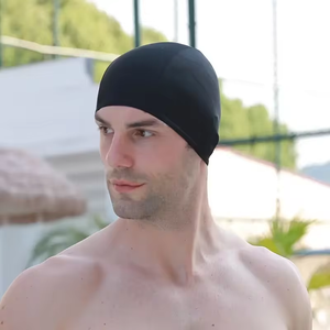 Bonnet de bain en nylon pour hommes et femmes, bonnets de bain élastiques imperméables, protègent vos oreilles, essentiels pour l'entraînement familial à la natation - Product Image 2
