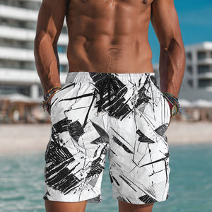 Shorts de bain sublimés pour hommes à taille haute avec cordon de serrage, légers, pour l'été et le printemps - Product Image 4