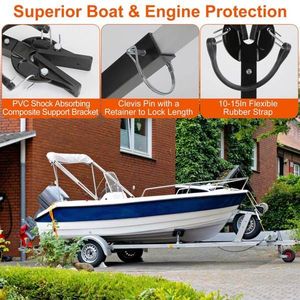 Soporte de motor fueraborda ajustable de acero resistente de 28-40 pulgadas con amortiguación de goma para remolques de embarcaciones y motores acuáticos - Product Image 4