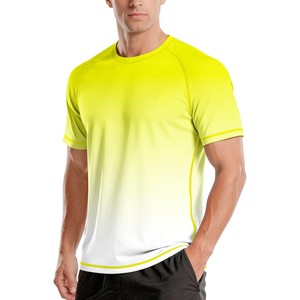 <b>Men's</b> Gradient Color Short Sleeve Rash Guard Quick Dry UPF50+ Eco-Friendly Breathable Spandex/Polyester Shirt Adult <b>Swim</b> <b>Top</b> - Product Image 5
