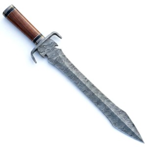 Cuchillo de acero de Damasco hecho a mano de 20 pulgadas, de moda, superventas, OEM, barato y de bajo precio para camping. - Product Image 1