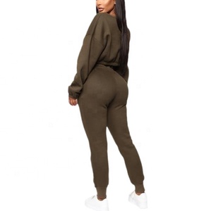 Sweat-shirt à manches longues et ourlet élastique, ensemble 2 pièces de haute qualité pour femmes, pantalon de yoga, à la mode, hiver, - Product Image 6