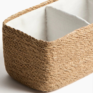 Seagrass <b>basket</b> divided into 2 compartments Handmade <b>Storage</b> <b>Basket</b> Wholesale eco-friendly Made in Vietnam - Product Image 2