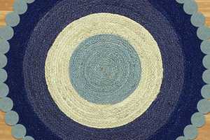 Tapis rond durable en jute naturelle et teinte, fabriqué artisanallement pour la décoration intérieure et le bureau - Product Image 5