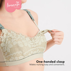 Soutien-gorge d'allaitement vert de haute qualité XXL sans couture grande taille couvrance totale bonnet 3/4 à armatures doux avec bouton de libération rapide pour usage quotidien - Product Image 3