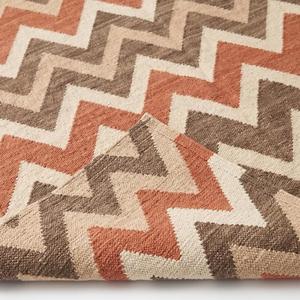 Tapis en laine tissé à la main de qualité supérieure, tissage plat, marron terre cuite, motif chevron en zigzag, géométrique, moderne, pour salon, décoration de sol - Product Image 6