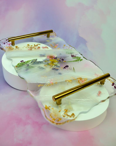 Plateau de service en résine 3D à motifs floraux peints à la main, imperméable, fabriqué en Inde, pour la maison et la restauration - Product Image 2