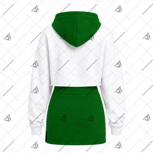 Ropa al por mayor de la hermandad griega Iota Phi Lambda, conjunto de dos piezas para mujer, sudadera corta con cremallera bordada en dos tonos y minifalda - Product Image 2