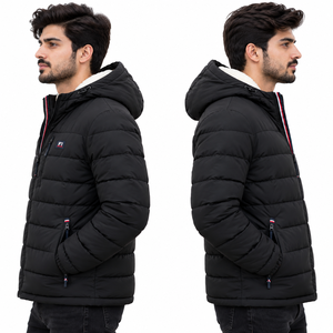 Blouson matelassé à capuche pour homme avec doublure en fausse fourrure, logo personnalisé, fermeture éclair, style décontracté, hiver, streetwear, B2B USA - Product Image 4