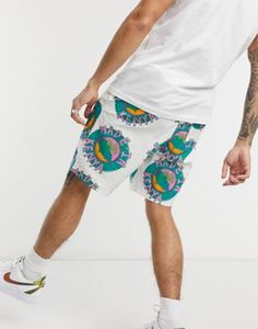 Shorts de bain imprimés pour hommes avec logo, taille mi-haute, cordon de serrage, style décontracté, en coton blanc - Product Image 4