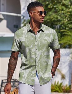 Premium Quality Summer Beach Shirts Men Breathable Hawaiian Printed Cotton Linen Casual <b>Button</b> <b>Up</b> <b>Short</b> <b>Sleeve</b> Vacation Shirt - Product Image 4