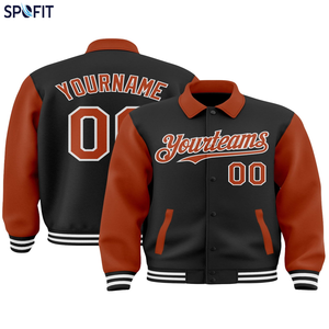 SPOFIT Custom Long Two Tone Polyester Varsity Baseball Letterman <b>Jacket</b> Front Personalized Name Number Logo Wholesale OEM - Product Image 4