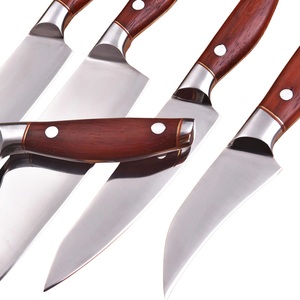 Ensemble de couteaux de chef en acier inoxydable Nordic Forge, cinq pièces, manches en bois Pakka, fabrication artisanale OEM personnalisée, ensemble de couteaux de cuisine avec sac de transport - Product Image 3