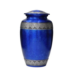 Urnes funéraires en aluminium pour adultes avec gravure, finition en étain et couleur bleue, fournitures funéraires en métal pour cendres humaines - Product Image 4
