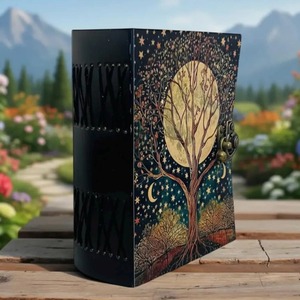 Carnet en cuir vintage fait main avec motif arbre - Product Image 1