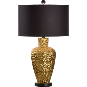 Lampe de table vintage en métal doré martelé avec abat-jour en lin blanc, décoration d'intérieur contemporaine pour chambre ou salon - Product Image 4
