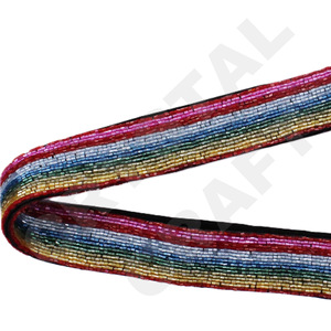 สายสะพายกระเป๋าถักลูกปัดปรับได้ รุ่นวินเทจ แฟชั่น ยี่ห้อ CRYSTAL CRAFT สำหรับ DEY  รักษ์โลก สีดำส้ม ลายนูน - Product Image 6