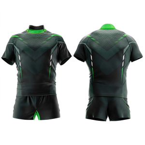 Conjunto de camiseta de rugby sublimada para hombre, manga corta, cuello alto, ajustada, que absorbe la humedad - Product Image 2