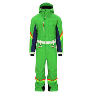 Traje de Esquí Personalizado Retro con Rayas Arcoíris, de una Pieza, para Hombre y Mujer, Impermeable, Aislado, con Capucha y Cinturón, Estilo Vintage de los 80 - Product Image 1