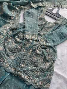 Ensemble haut palazzo et dupatta brodés de sequins pour femme, tenue ethnique élégante pour mariage - Product Image 2