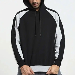 Sudadera con Capucha para Hombre, Color Negro y Gris, Manga Raglán, Corte Regular, Informal, de Algodón Tejido, para Otoño - Product Image 1