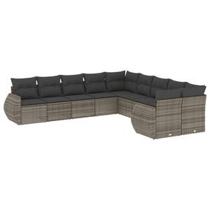 Conjunto de Sofá Grande para Jardín de Ratán PE Gris con Fundas Extraíbles - Product Image 2