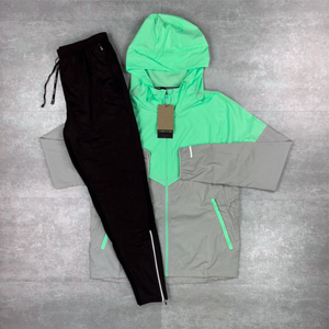 Technical Outdoor Breathable 2-Piece Color Blocked Lightweight Tracksuit Mesh Lining Zip-Up <b>Hoodie</b> <b>and</b> <b>Shorts</b> for <b>Men</b> - Product Image 2