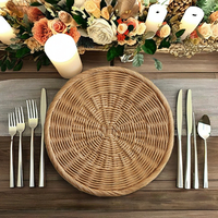 Elégant set de table rond rustique en osier tissé à la main pour table à manger mariage Viet Nam pour mariages et dîners
