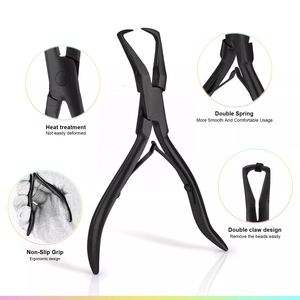 Nouvelles pinces professionnelles en acier inoxydable pour extensions de cheveux, aiguille à boucle pour perles, outil de tirage, kit d'outils pour micro-anneaux, usage commercial - Product Image 2
