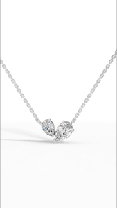 Elegant Toi Et Moi <b>Necklace</b> with Pear Cut Lab Grown Diamond in 14K Gold for Wedding Anniversary Party Celebrations - Product Image 3