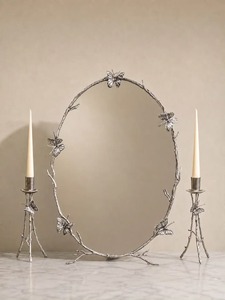 Espejo de Maquillaje Redondo de Latón con Diseño de Lazo, Soporte Ajustable, Estilo Shabby Chic, para Uso Doméstico - Product Image 3