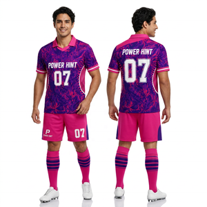 Uniforme de Fútbol Personalizado de Alta Calidad para Equipos, 100% Poliéster, Impresión Digital, Anti-UV, Transpirable, 180g, Jersey de Fútbol con Patrón Morado y Rosa - Product Image 6