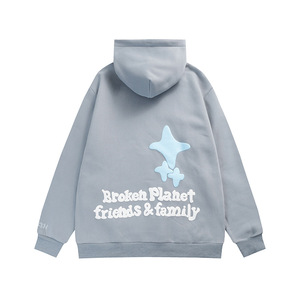 Men's <b>Light</b> <b>Blue</b> Cosmic Planet Print Hoodie Raglan <b>Sleeve</b> Casual Pullover Sweatshirt Unisex <b>Long</b> <b>Sleeve</b> <b>Top</b> - Product Image 2