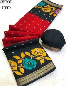 Sari de seda Dola suave con estampado Bandhni y borde de tejido jacquard - Product Image 5