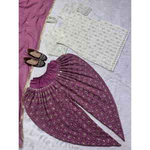 Ensemble de vêtements de soirée pour femmes Top Dhoti Styles Salwar Dupatta - Product Image 6