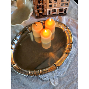 Oval Shaped Stainless Steel Coffee Serving Tray Classic Indian Metal Serving Platters <b>Large</b> Size with Custom size Silver Color - Product Image 3