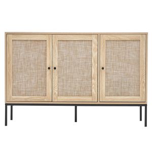 Mobiletto in Rattan con Ripiani Regolabili e 3 Ante Magnetiche, Credenza per Ingresso e Corridoio - Product Image 1