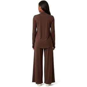 Conjunto Deportivo de Yoga para Mujer, Color Sólido, Manga Larga, Corte Regular, Transpirable, Secado Rápido, UPF50+ - Product Image 2