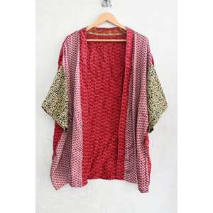 Robe de chambre en soie faite à la main sexy pour femmes, robe de nuit courte imprimée, robe de mariée, lingerie de nuit - Product Image 1