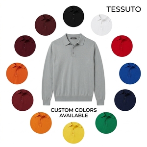 Polo en maille à manches longues personnalisé pour homme, vert sauge, 100 % coton, pull-over, hauts pour homme, fabricant OEM - Product Image 5