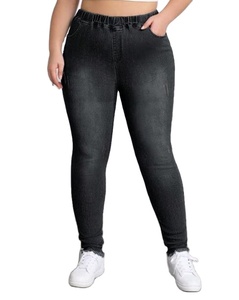 Wholesale Customized Plus Size Jeans Pants Breathable Eco-Friendly Elastic Waist Sexy Women Denim Casual Jeans Pants OEM - Product Image 4