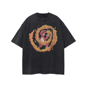 260 GSM 100% Cotton Acid Washed Crew Neck Oversized Fit Blank Print Eco-Friendly Breathable Tee <b>Shirt</b> for Men Knitted Fabric - Product Image 3